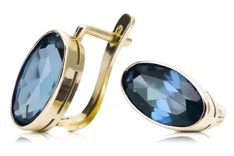Aur galben 14K Acvamarin Cercei Vintage Craft  vec001y